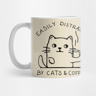 cats and coffee distracted funny slogan quote addicted Mug